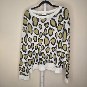 POL Large Oversized Leopard Print Sweater Womens Knit Slouchy Boho Animal Print